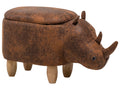 Storage Animal Stool RHINO Faux Leather Light Brown