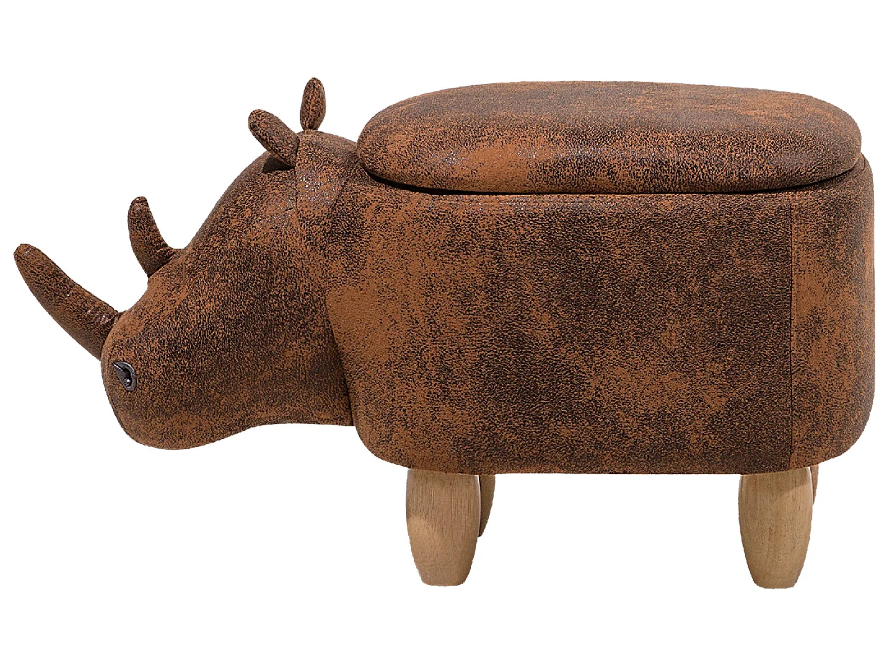 Storage Animal Stool RHINO Faux Leather Light Brown