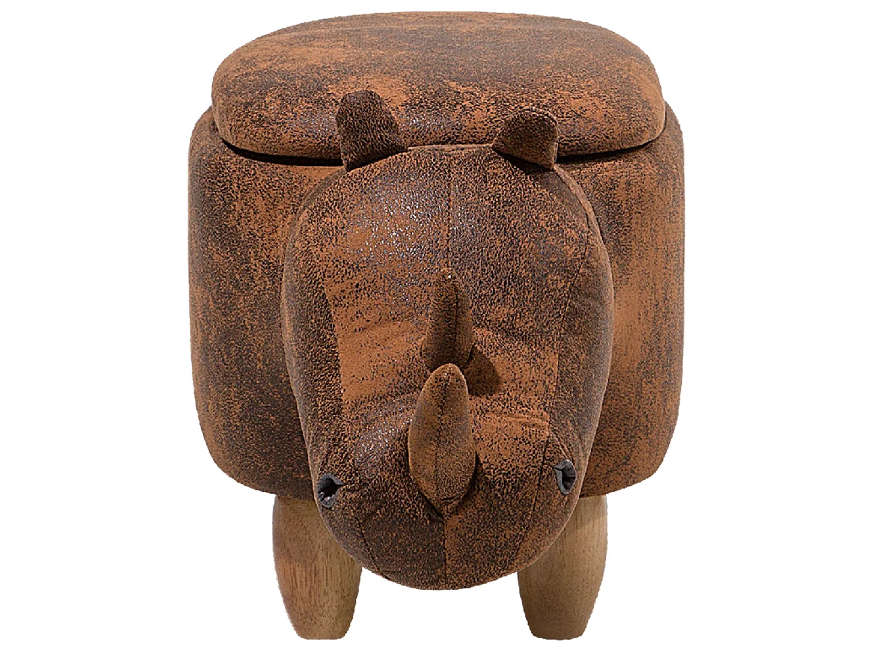 Storage Animal Stool RHINO Faux Leather Light Brown