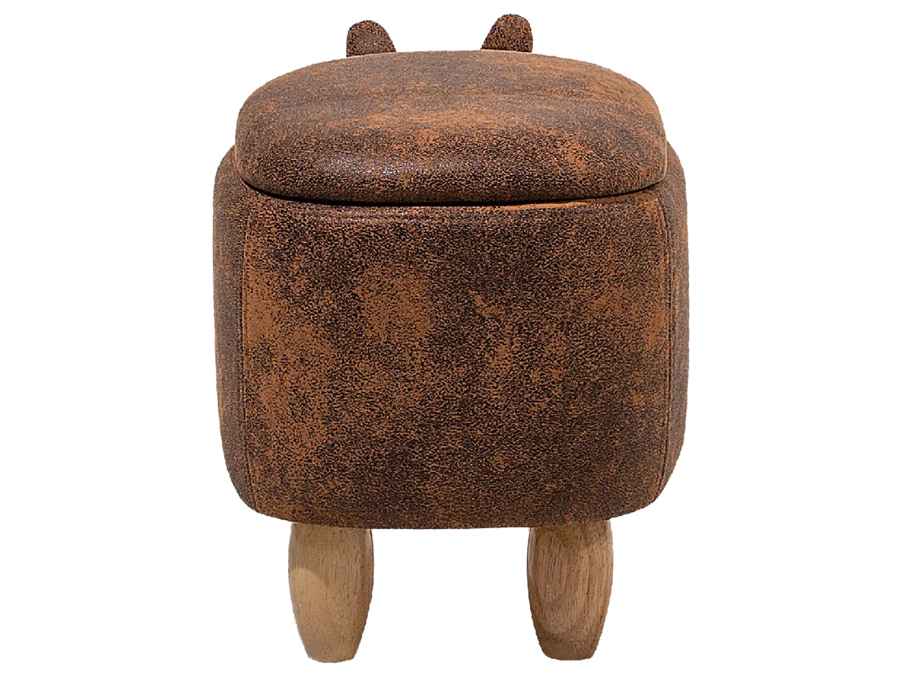 Storage Animal Stool RHINO Faux Leather Light Brown