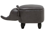 Storage Animal Stool ELEPHANT Faux Leather Dark Grey