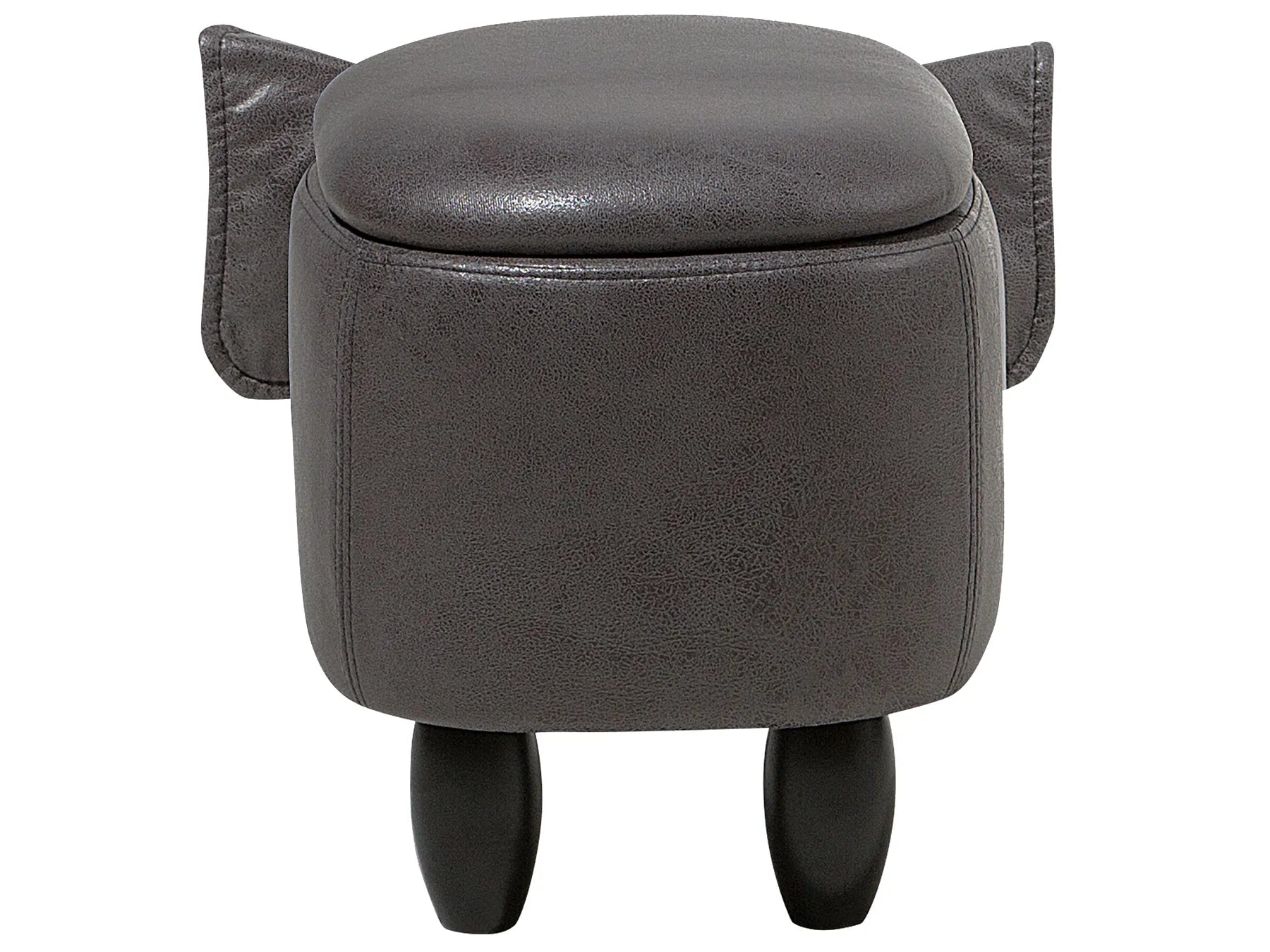 Storage Animal Stool ELEPHANT Faux Leather Dark Grey