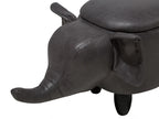 Storage Animal Stool ELEPHANT Faux Leather Dark Grey
