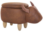 Storage Animal Stool COW Faux Leather Light Brown