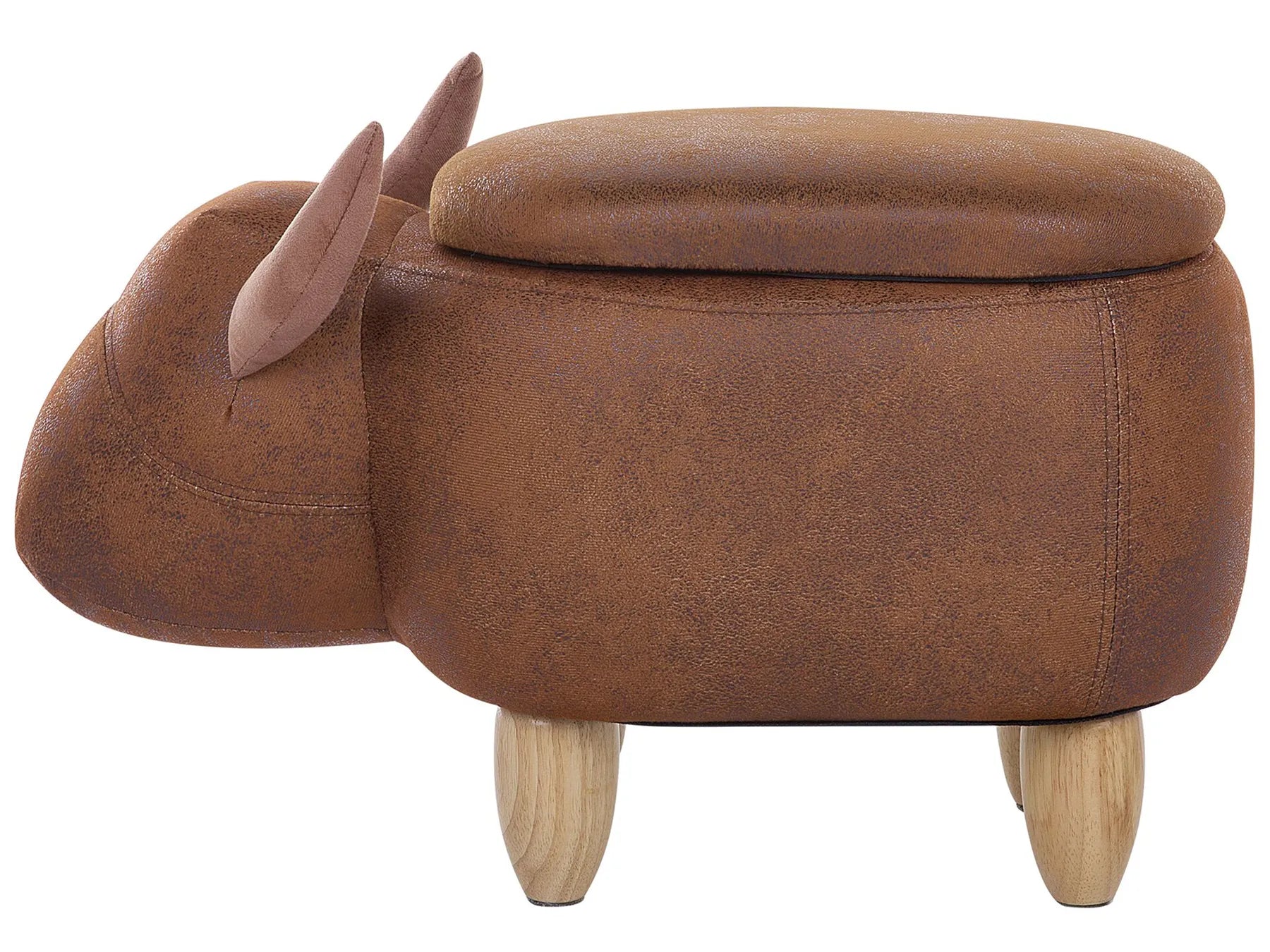 Storage Animal Stool COW Faux Leather Light Brown