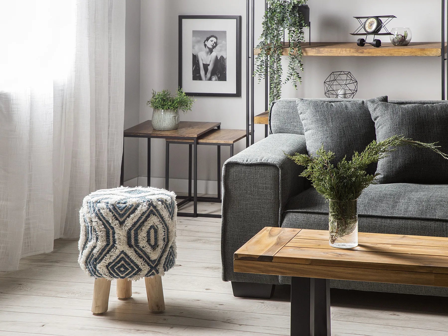 Footstool AGRA Wool White