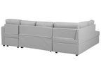 U-Shape Sofa Bed 4 Seater KARRABO Fabric Light Grey with Storage