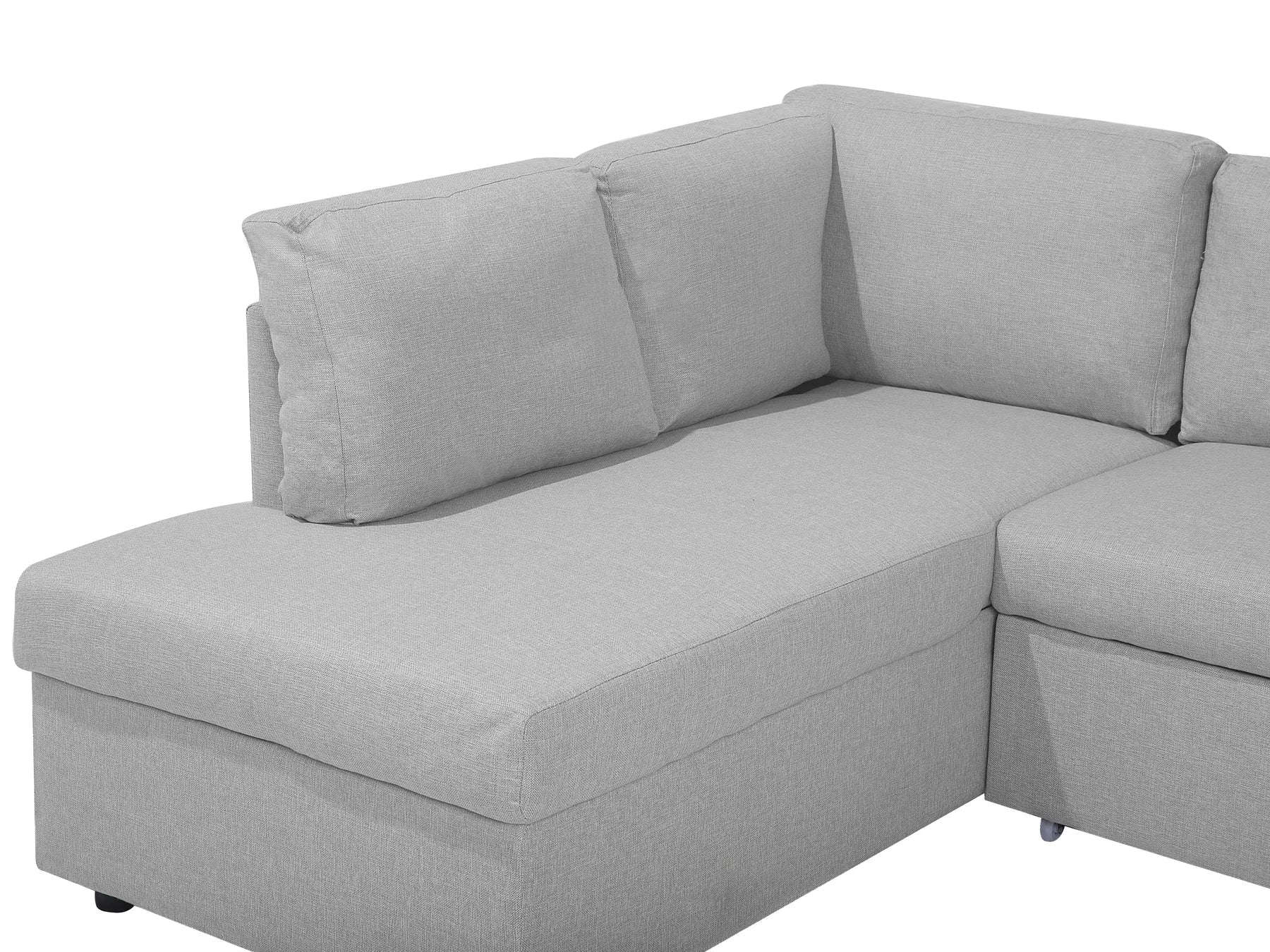 U-Shape Sofa Bed 4 Seater KARRABO Fabric Light Grey with Storage
