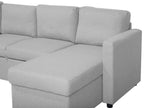 U-Shape Sofa Bed 4 Seater KARRABO Fabric Light Grey with Storage