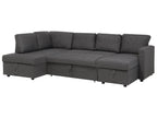 U-Shape Sofa Bed 5 Seater KARRABO Fabric Dark Grey with Storage