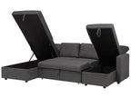 U-Shape Sofa Bed 5 Seater KARRABO Fabric Dark Grey with Storage