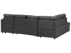 U-Shape Sofa Bed 5 Seater KARRABO Fabric Dark Grey with Storage
