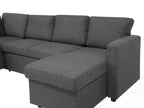 U-Shape Sofa Bed 5 Seater KARRABO Fabric Dark Grey with Storage