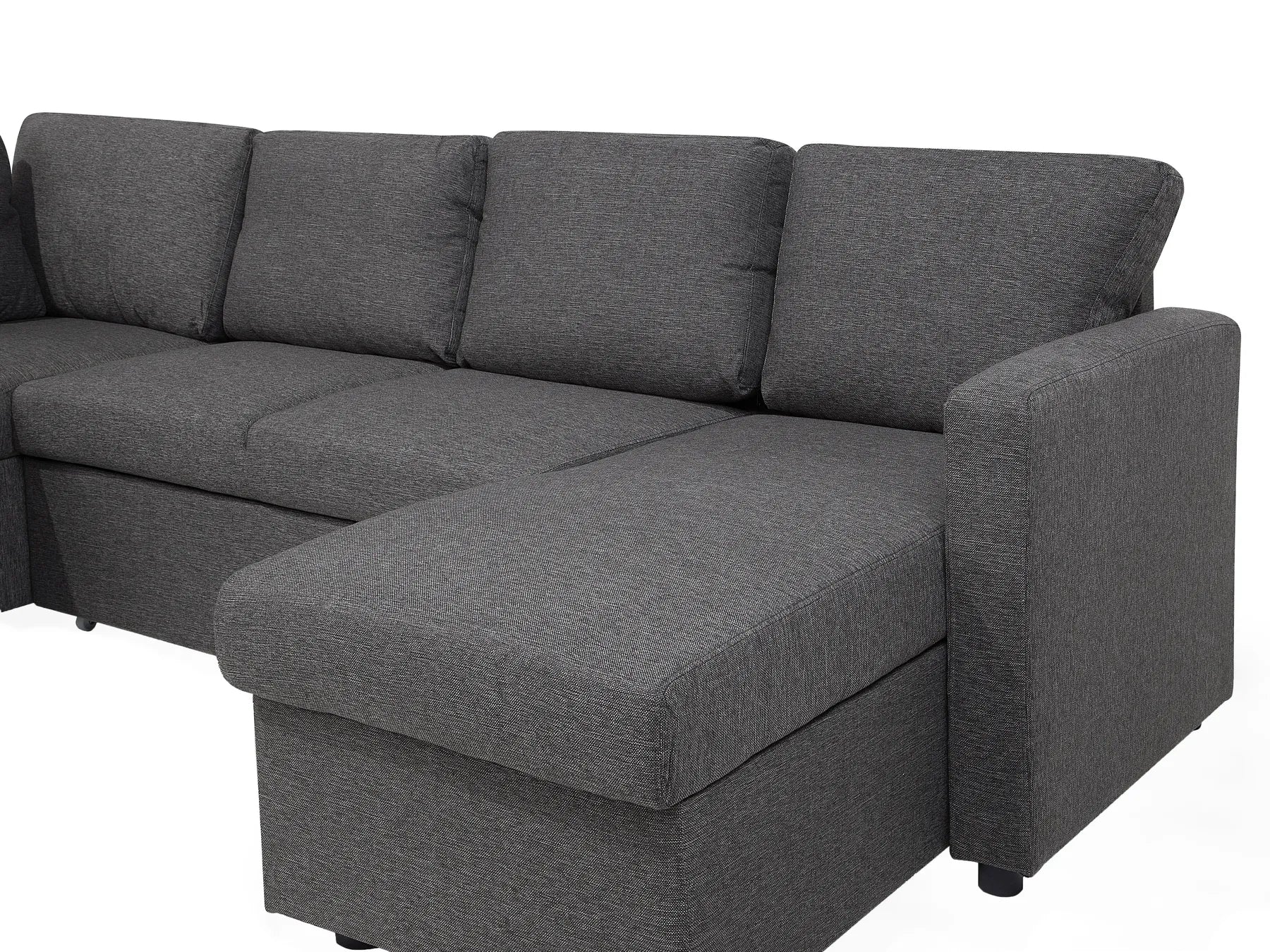 U-Shape Sofa Bed 5 Seater KARRABO Fabric Dark Grey with Storage
