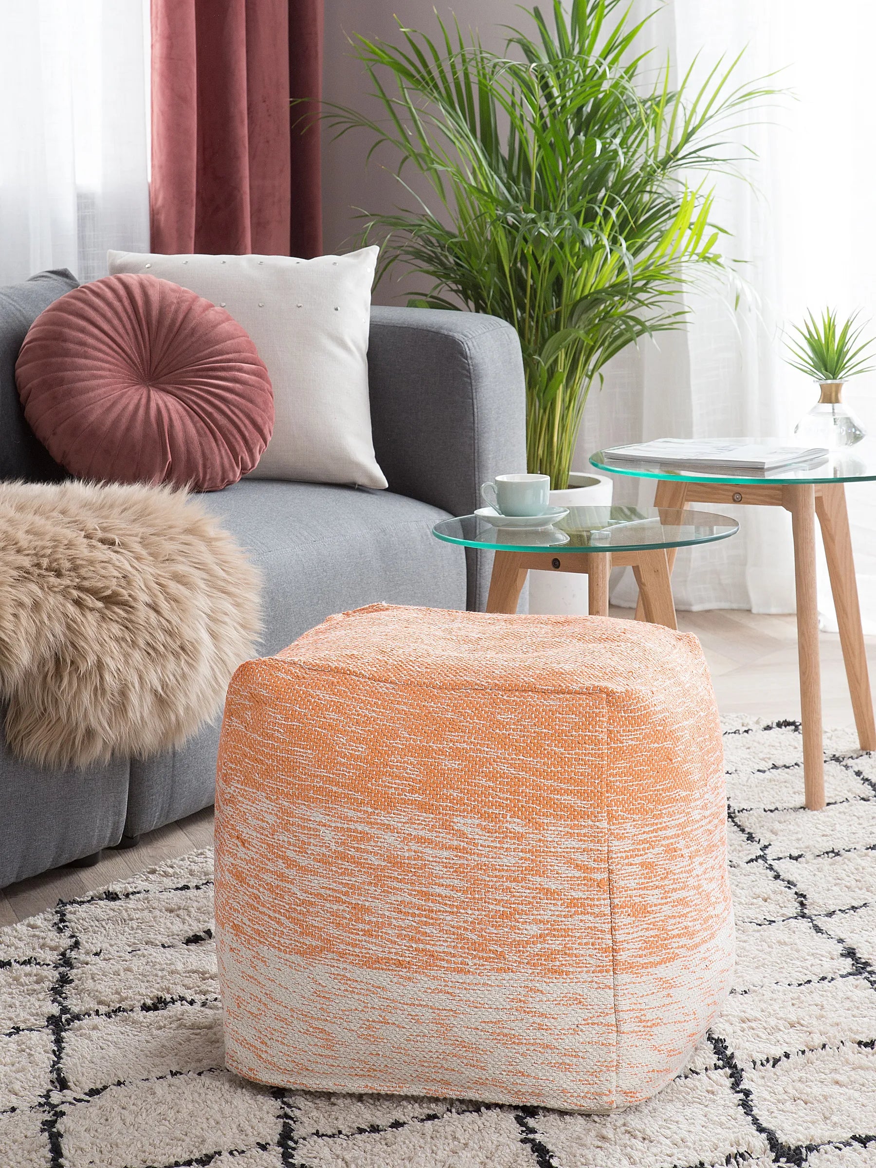 Pouffe HIRRI Cotton Orange