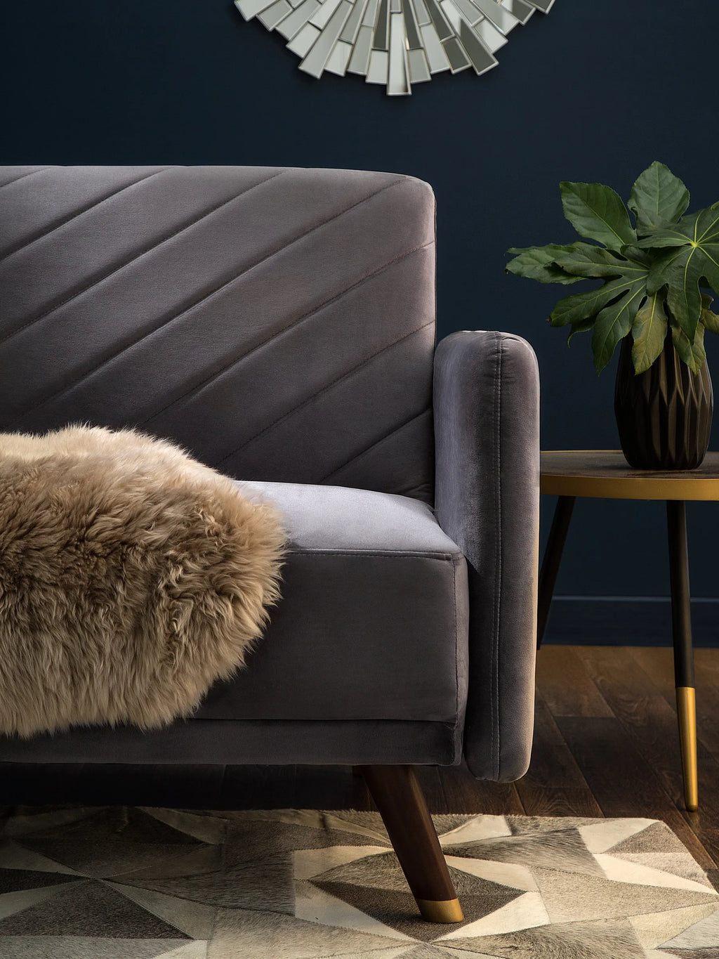 Sofa Bed 3 Seater SENJA Velvet Grey