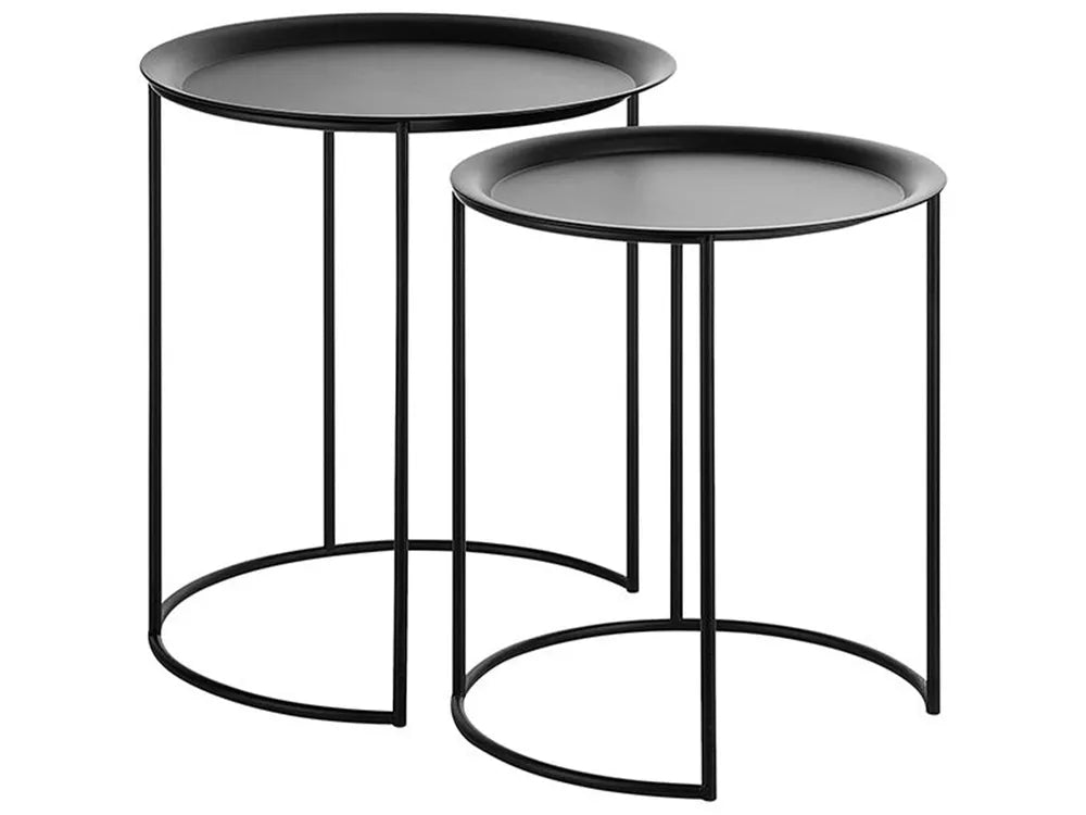 Set of 2 Side Tables TWINS Metal Black