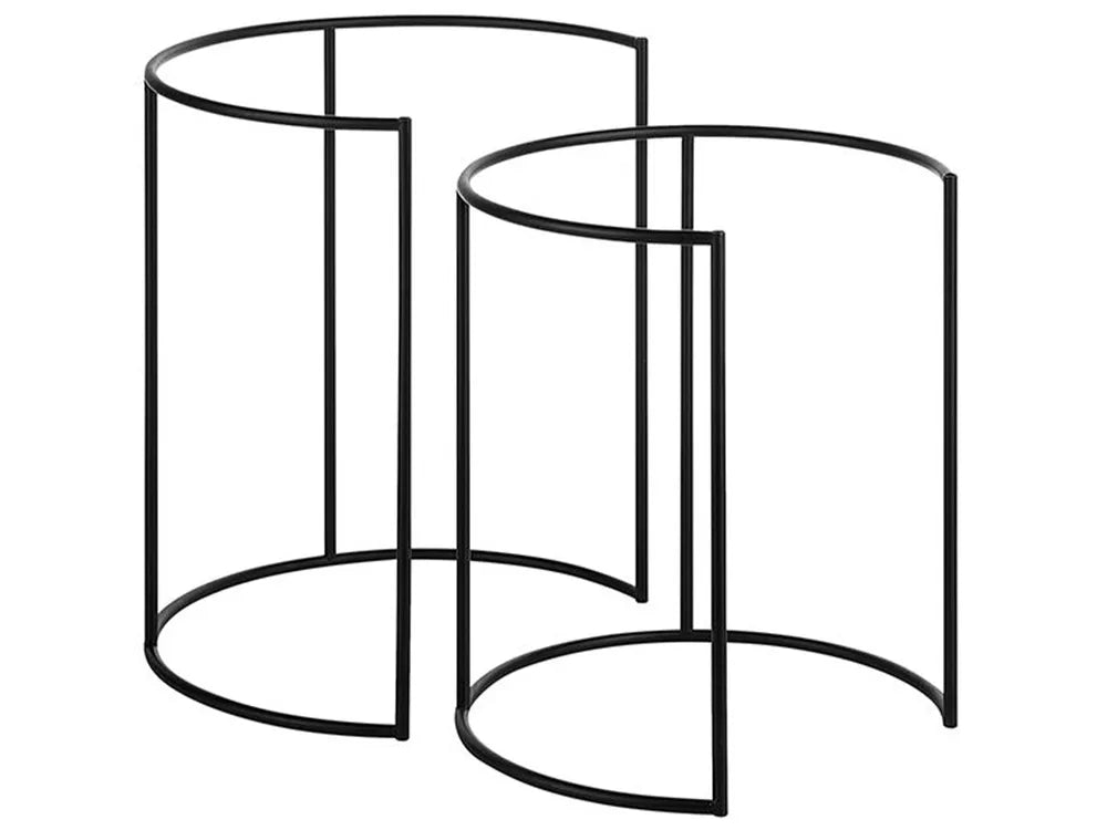 Set of 2 Side Tables TWINS Metal Black