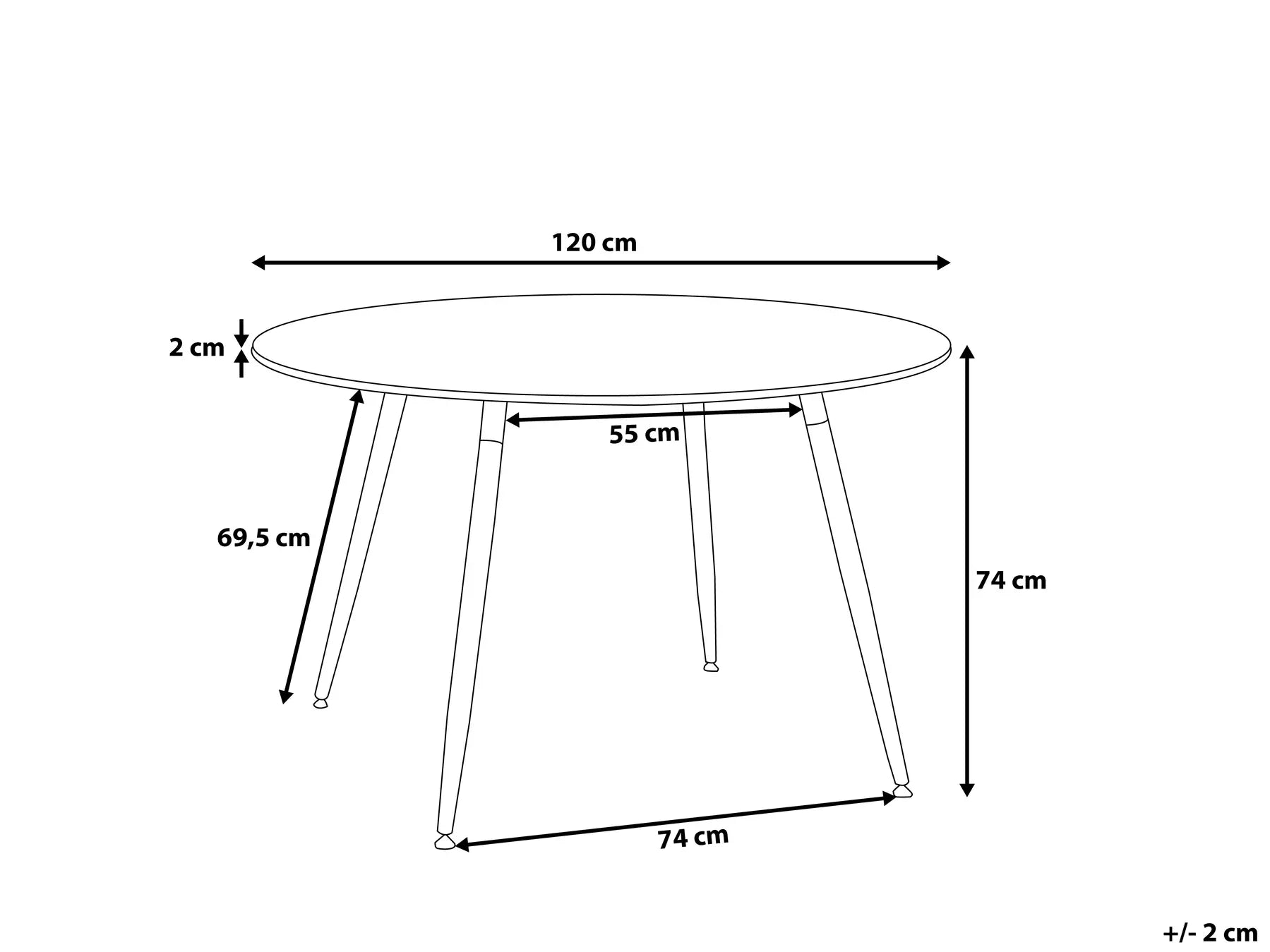 Dining Table BOVIO Black 120 cm 120 cm