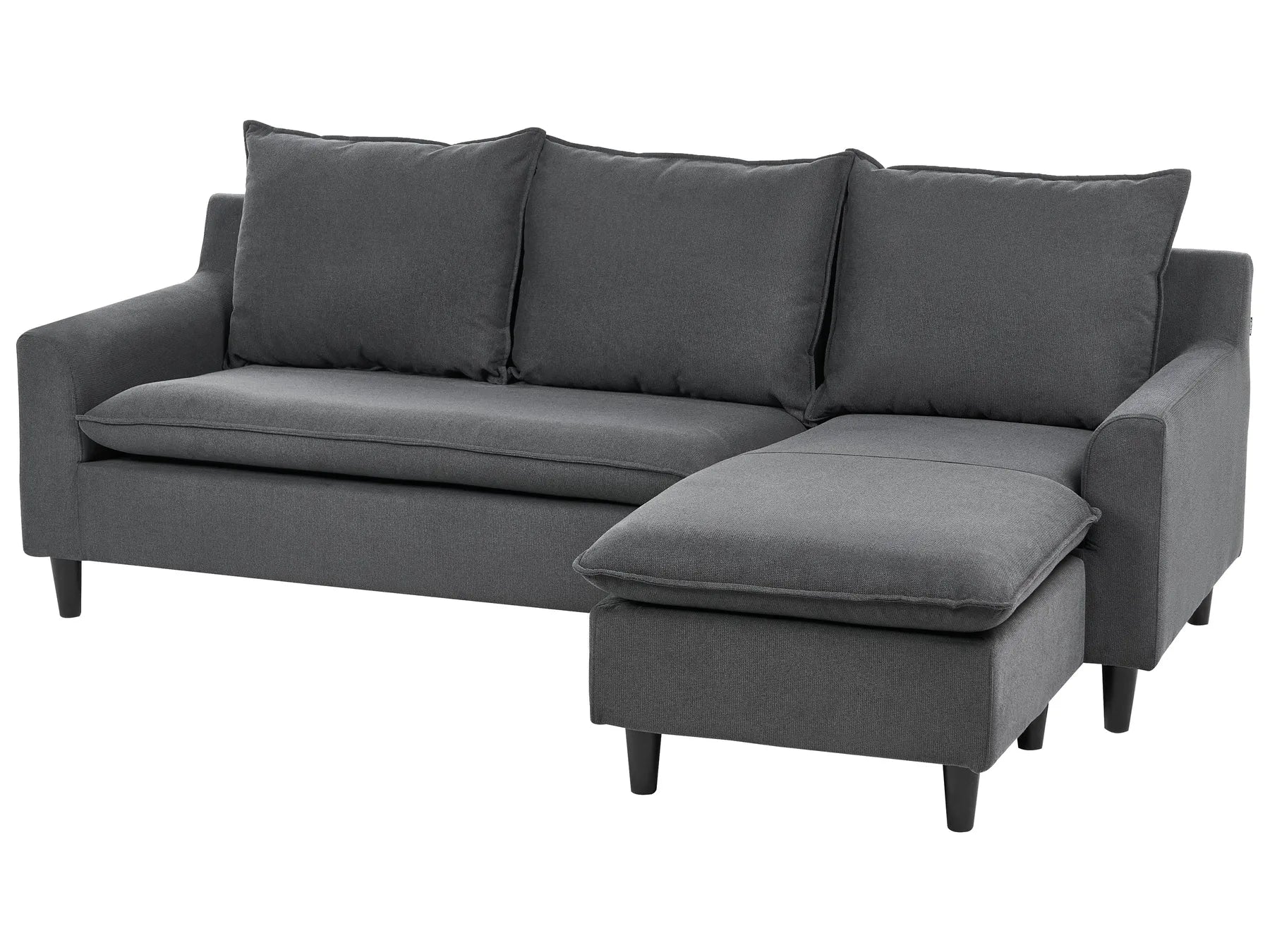 Corner Sofa 3 Seater ELVENES Fabric Dark Grey Left Hand