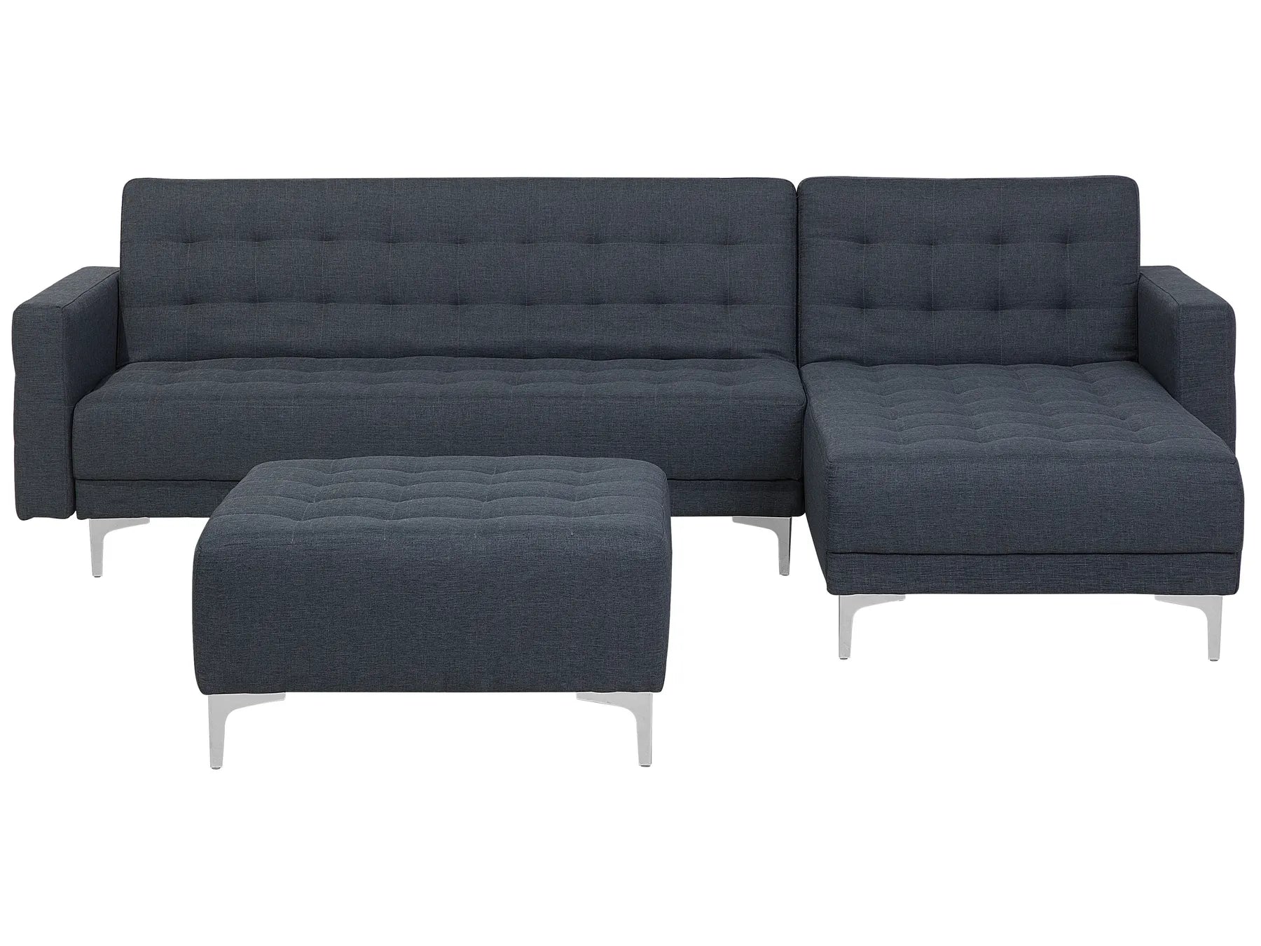 Modular Corner Sofa Bed 4 Seater ABERDEEN Fabric Dark Grey with Ottoman Left Hand