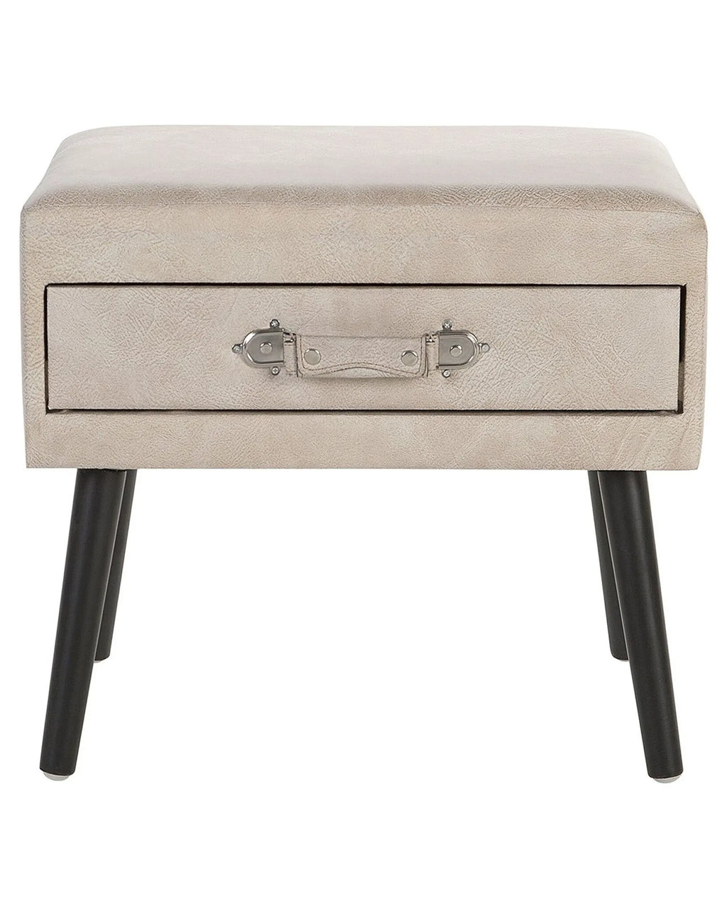 1 Drawer Bedside Table EUROSTAR Faux Leather Beige