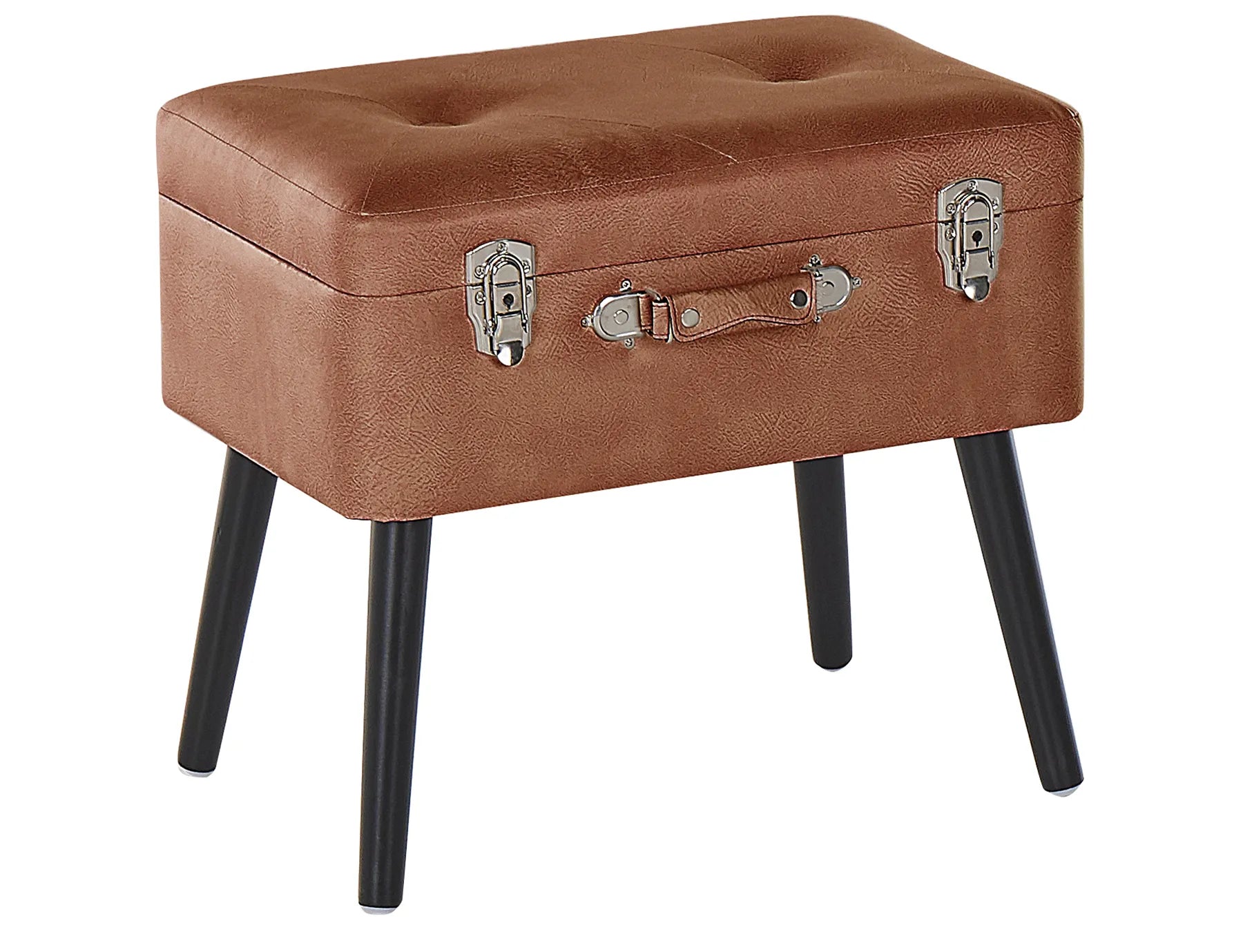 Storage Stool MALLARD Faux Leather Golden Brown