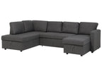 U-Shape Sofa Bed 5 Seater KARRABO Fabric Dark Grey with Storage