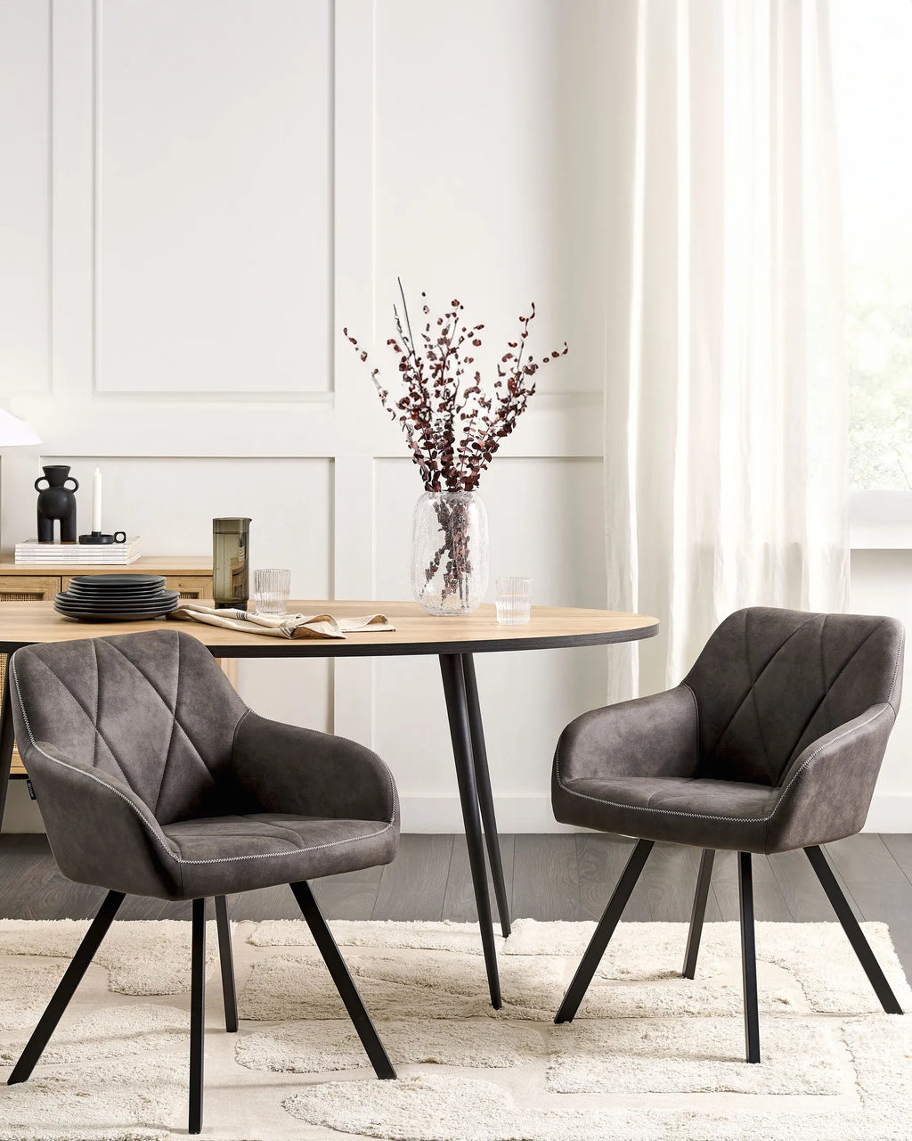 Set of 2 Dining Chairs Dark Grey