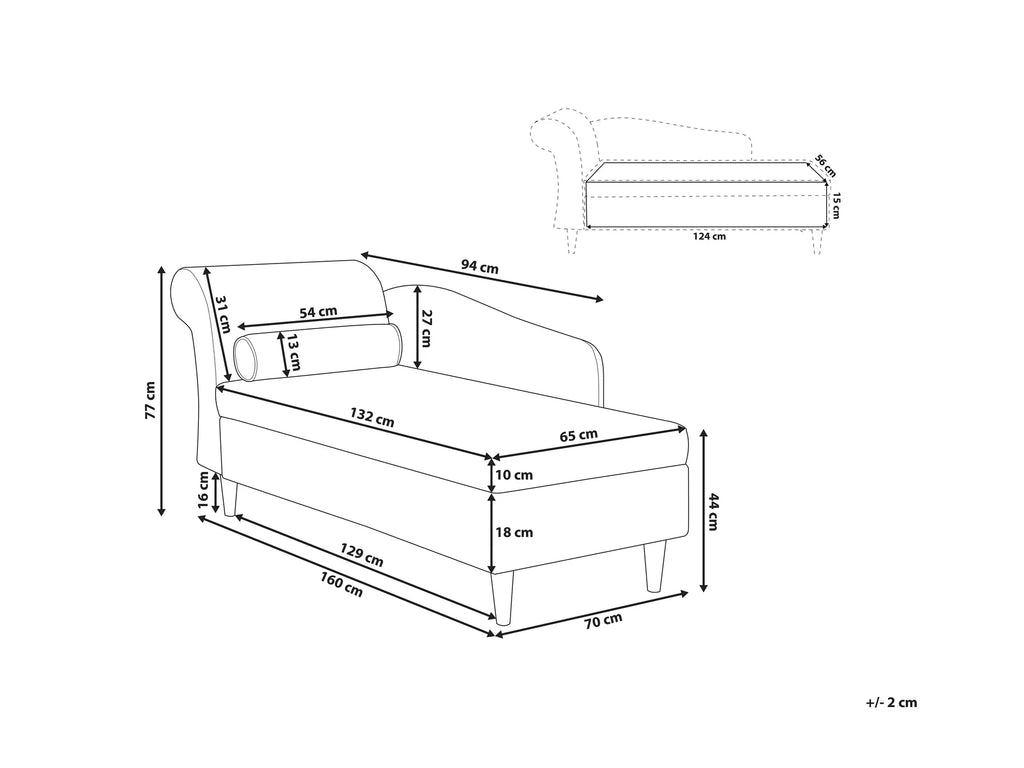 Left-Hand Chaise Lounge LUIRO Velvet Emerald Green with Storage