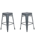 Set of 2 Bar Stools CABRILLO Metal Grey
