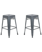 Set of 2 Bar Stools CABRILLO Metal Grey