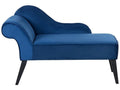 Left-Hand Chaise Lounge BIARRITZ Velvet Navy Blue
