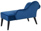 Left-Hand Chaise Lounge BIARRITZ Velvet Navy Blue