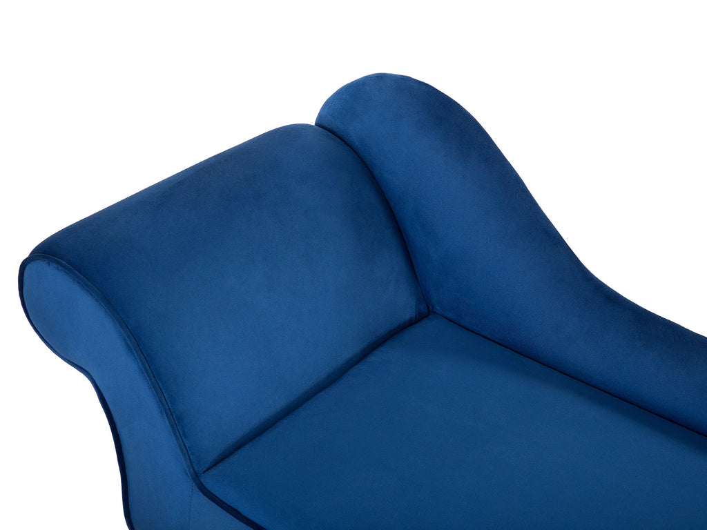 Left-Hand Chaise Lounge BIARRITZ Velvet Navy Blue