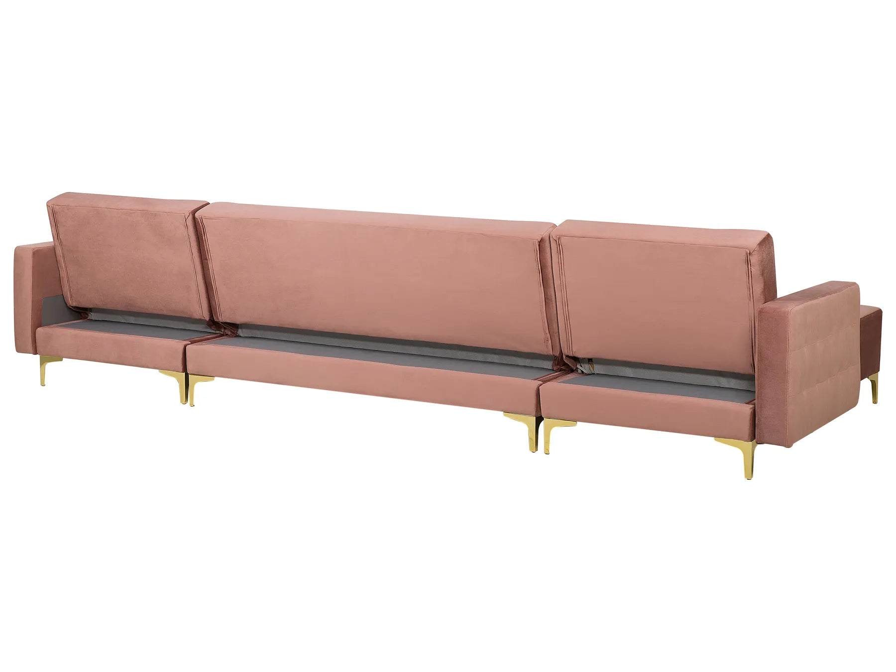 Modular U-Shape Sofa Bed 5 Seater ABERDEEN Velvet Pink with Ottoman