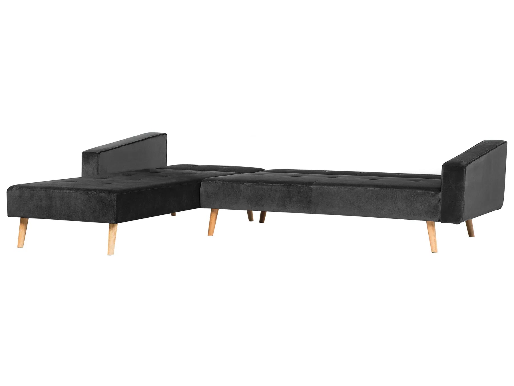 Corner Sofa Bed 4 Seater VADSO Velvet Black Right Hand