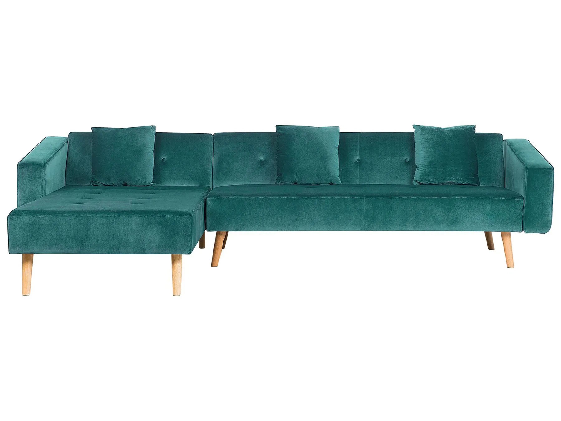 Corner Sofa Bed 4 Seater VADSO Velvet Emerald Green Right Hand