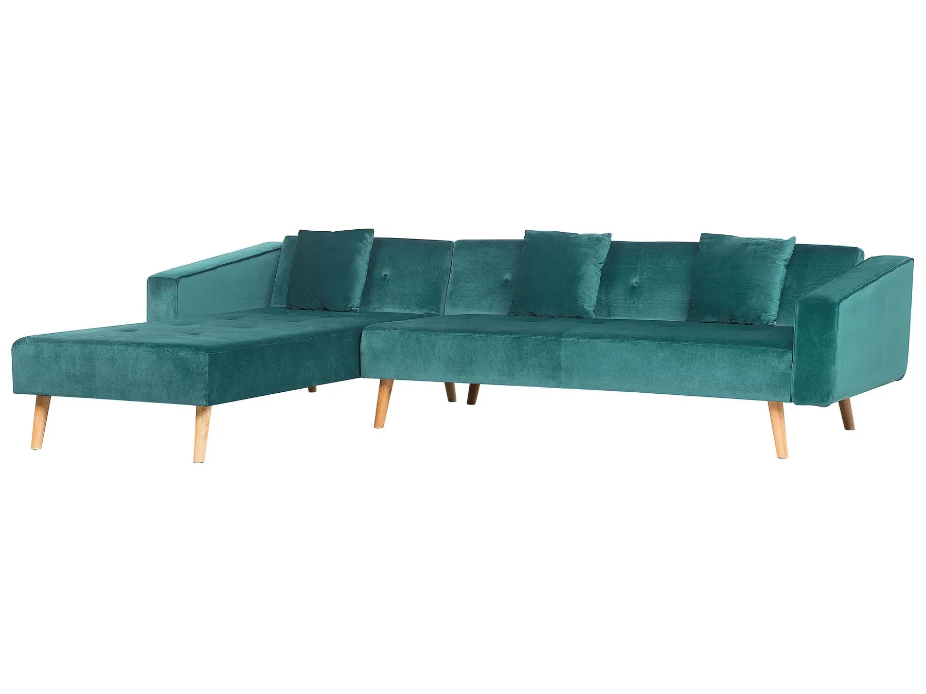 Corner Sofa Bed 4 Seater VADSO Velvet Emerald Green Right Hand