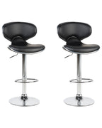 Set of 2 Bar Chairs CONWAY Faux Leather Swivel Black