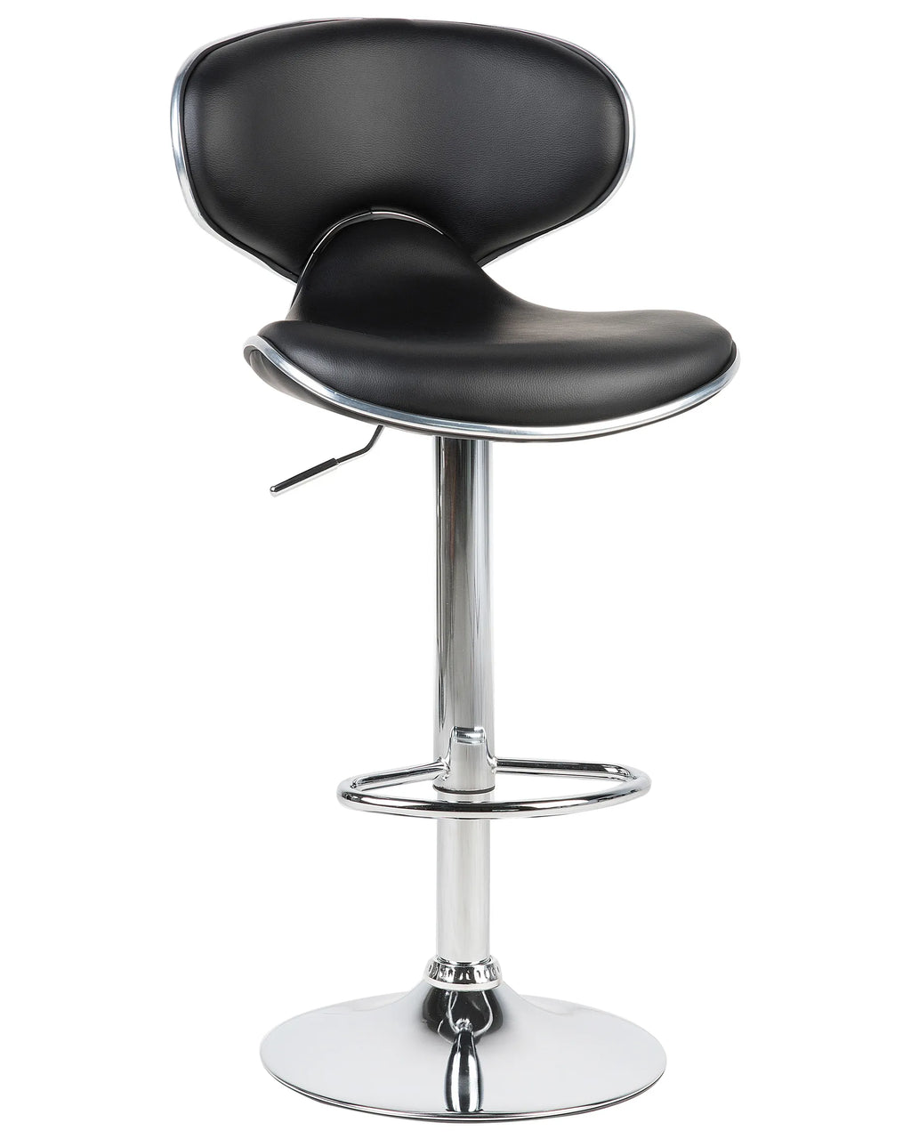 Set of 2 Bar Chairs CONWAY Faux Leather Swivel Black