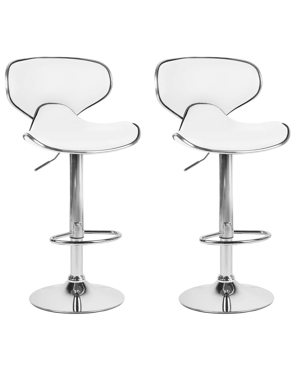 Set of 2 Bar Chairs CONWAY Faux Leather Swivel White