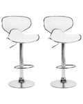 Set of 2 Bar Chairs CONWAY Faux Leather Swivel White