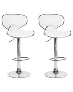Set of 2 Bar Chairs CONWAY Faux Leather Swivel White