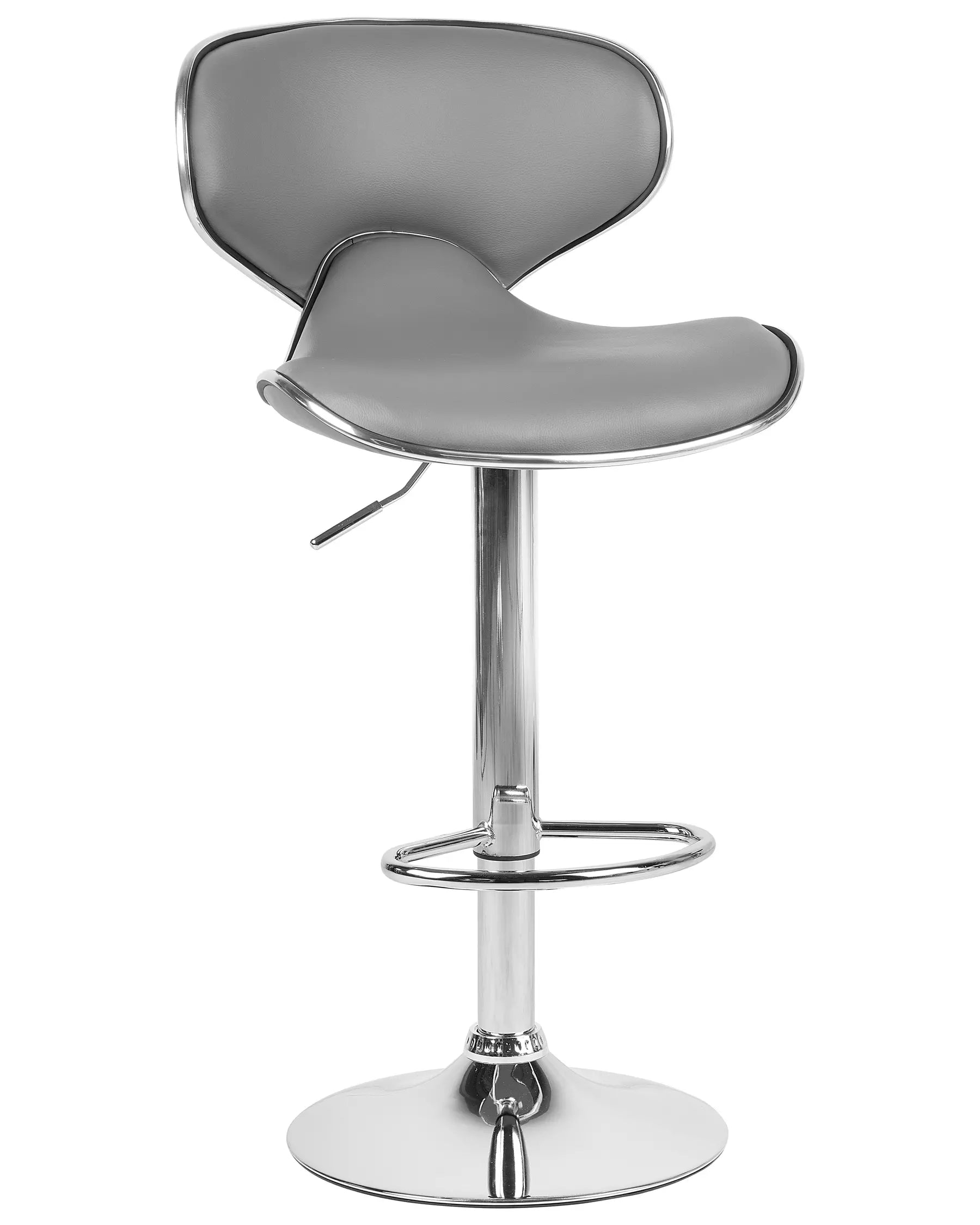 Set of 2 Bar Chairs CONWAY Faux Leather Swivel Grey