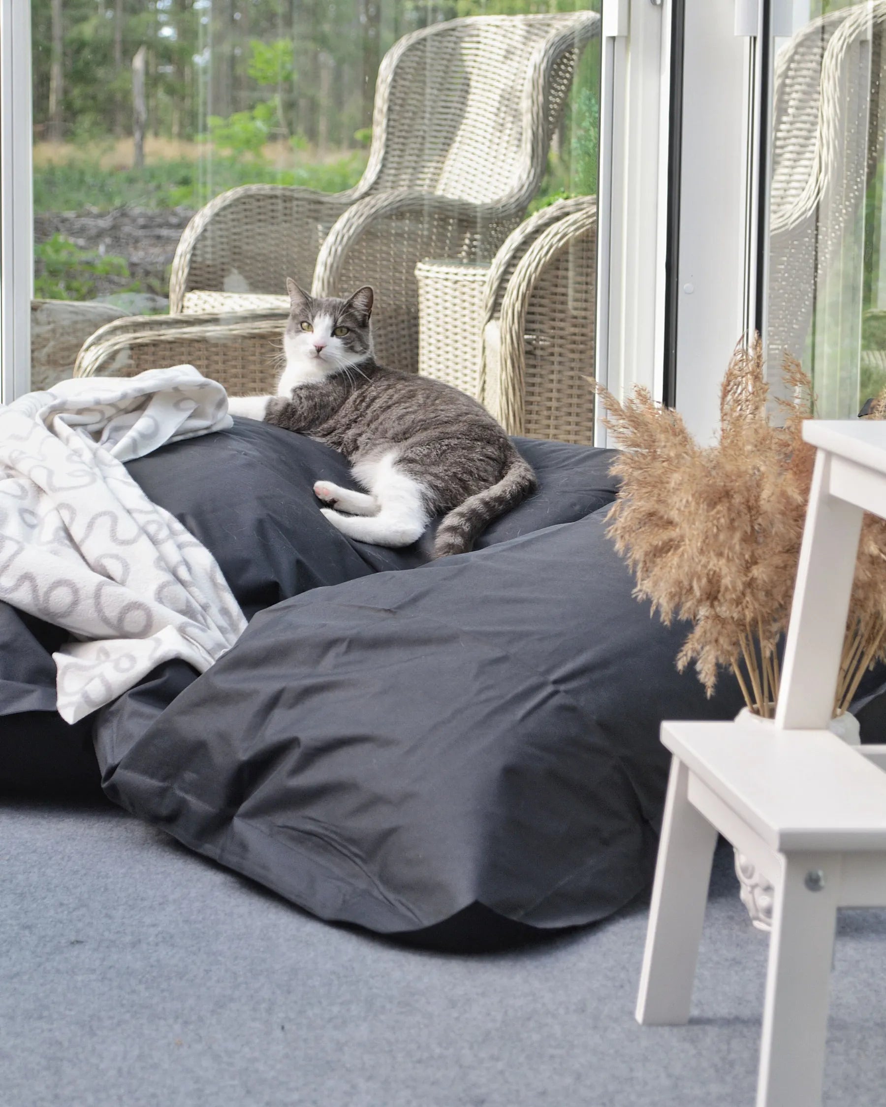 Bean Bag 300 L FUZZY 140 cm 180 cm Black