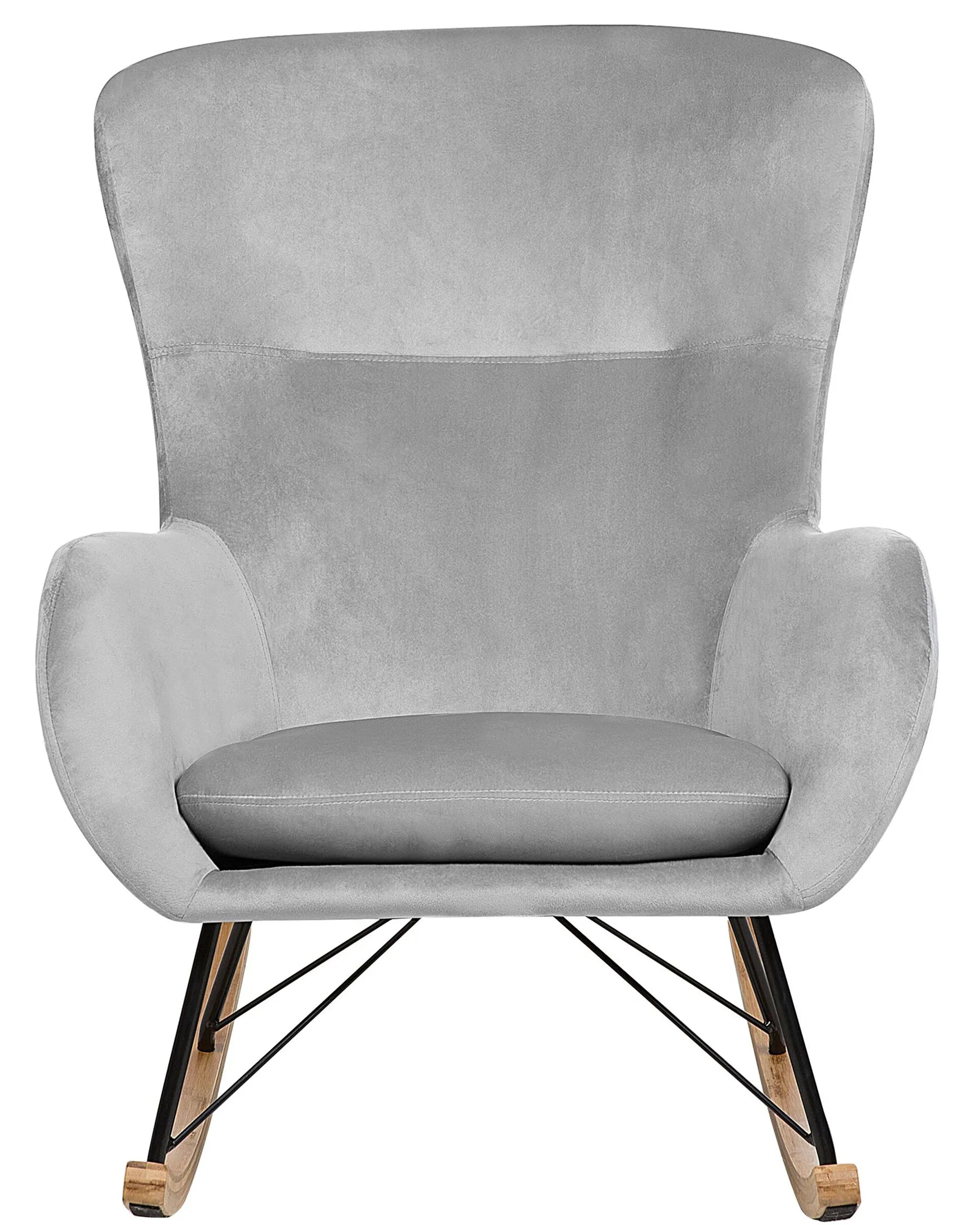 Rocking Chair ELLAN Velvet Light Grey