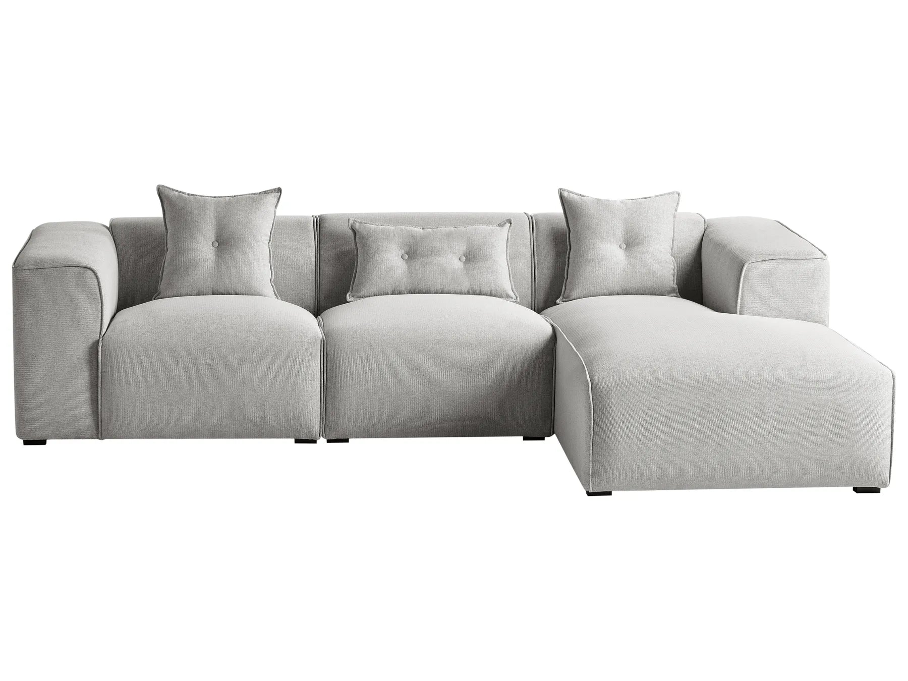 Corner Sofa 3 Seater DOLVA Fabric Light Grey Left Hand