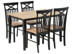 Dining Set HOUSTON Wood Brown/ Black 4 Seater