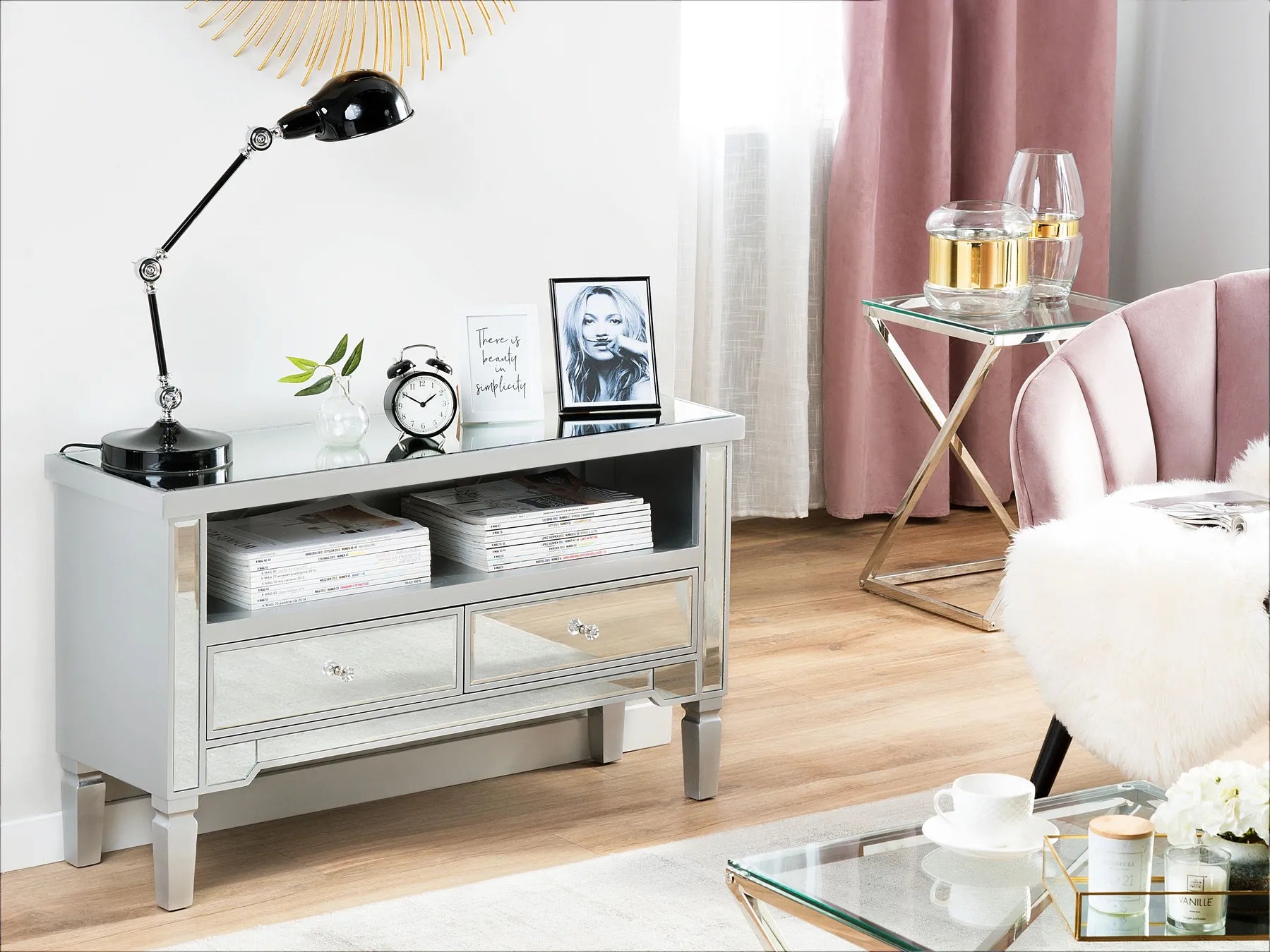 TV Stand NICEA Mirrored Silver